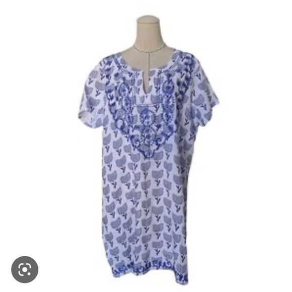 Roberta Roller Rabbit beaded and print dress. Cute for a beach cover up. - Picture 5 of 6